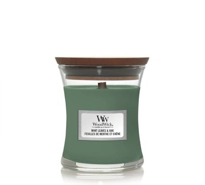 Ароматична свічка з нотами м'яти та дуба Woodwick Mint leaves & Oak 099054 фото