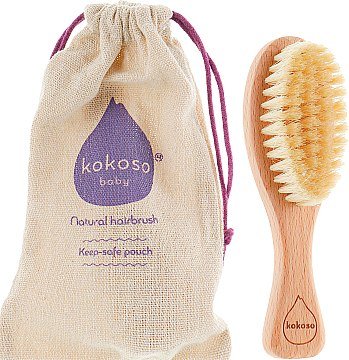 Дерев'яна щітка для волосся із натуральної щетини - Kokoso Baby Natural Baby Hairbrush Kok1 фото